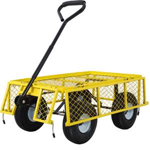 DB Chariot de jardin jaune d'une capacité de 550 lb Maille d'acier de 3 pieds cubes avec côtés amovibles Équipement de manutention - Product Image 6