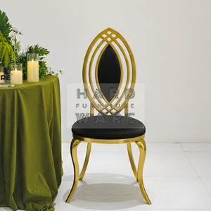 Cadeiras de Banquete para Casamento em Veludo Preto Real com Aço Inoxidável Dourado para Noivos - Product Image 3