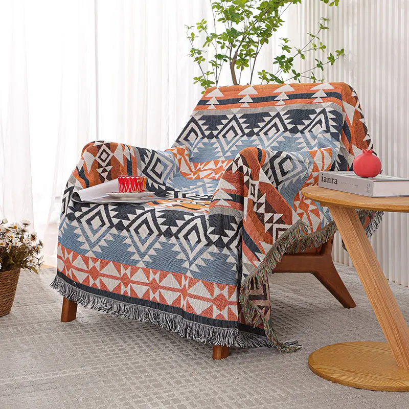 Geometry Woven Throw Blanket Bohemian Wholesale Boho 100% Cotton Customized Tapestry Blanket