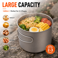 Pot de camping en titane de 1600 ml avec couvercle, pot pliable ultraléger pour la cuisine en plein air, pot en titane pur pour la randonnée et le bushcraft