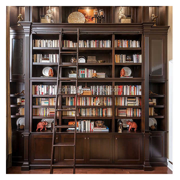 Bibliothèque de luxe personnalisée Whole Hous avec échelle bibliothèque étagère bureau livre armoire maison bibliothèque meubles classique salle d'étude