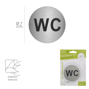 Targa Adesiva "WC" in Acciaio Inox Ø/ 7 cm. - Product Image 2