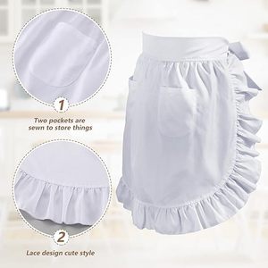 Tablier de cuisine vintage blanc pour femme avec poches, style demoiselle d'honneur - Product Image 2