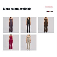 Ensemble de fitness sans manches à col en V pour femmes, pantalon de yoga taille haute coupe ajustée, vêtements de sport et d'entraînement