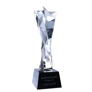 Honor of crystal-trofeo personalizado con forma de estrella, trofeo de cristal personalizado, para eventos deportivos, venta al por mayor