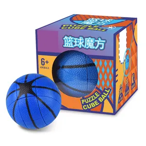滑り止めデザイン子供教育ブルーミニバスケットボールパズルキューブ3Dマジックキューブボールおもちゃ