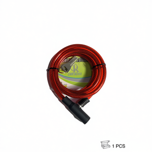 Lucchetto per Bicicletta Cantado con Cavo in Acciaio Rosso e Chiave, 120cm, per Sicurezza Bici - Product Image 1