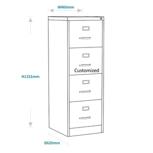 خزانة تخزين معدنية بأدراج 2 3 4 ، خزانة مكتب ضيقة ، فولاذ عمودي لتخزين المكاتب والمنازل - Product Image 4