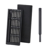 Ensemble de tournevis électriques magnétiques de précision pour téléphone portable, 25 en 1, avec étui en métal, poignée en alliage d'aluminium, pratique