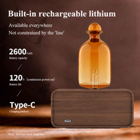 Diffuseur d'huiles essentielles nébulisant noir rechargeable sans eau pour hôtel et usage domestique, alimenté par batterie, cadeau de Noël