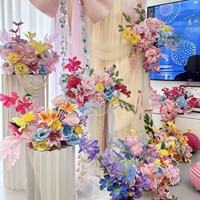 FUNMOOD Monet Garden Moderne Umweltfreundliche Seiden-Kunstblumen für Hochzeitsbögen im Freien, Kreative DIY Beflockte Rosen-Arrangements