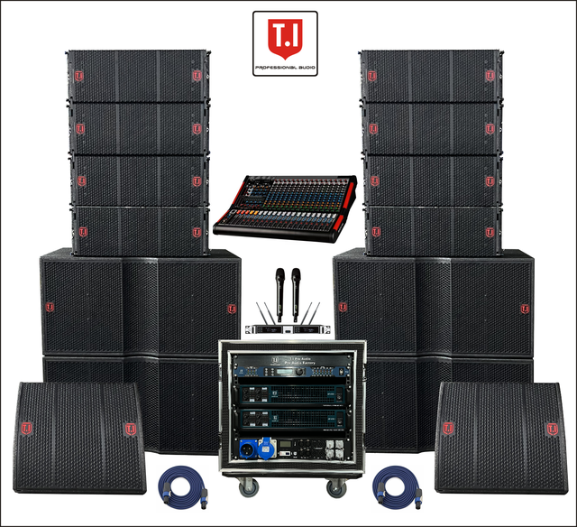 Professional DJ Audio Equipment Dual 10 Inch Two-Way Passive Line Array Speakers Set Waterproof Powerful Sound System Metal
