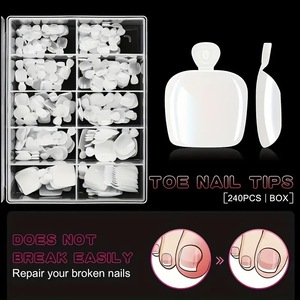 <span class=keywords><strong>Uñas</strong></span> Postizas Acrílicas Blancas de Cobertura Total, Diseño de Cielo Estrellado, Estilo Francés Corto, 240 Piezas - Product Image 2