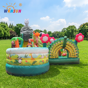 Combo de castillo inflable de PVC semicerrado Winsun con tobogán ignífugo para Parque Infantil de fiesta - Product Image 1