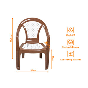 Silla de Jardín Apilable de Estilo Rattan Moderno, de PP y PVC para Exteriores, Resistente al Agua, Duradera, Ecológica y Ligera - Product Image 3