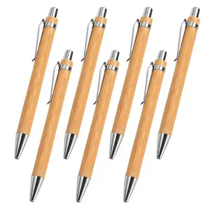 Hot Sales Wood Ballpoint Plastic Holder Customized Logo Eco Friendly Promotion Advertising Ball Point Bamboo Pen