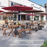 Ensemble table et chaises de jardin carrées en fer avec parasol, démontable, pour café et salon de thé - Design moderne et minimaliste