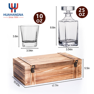 Biểu Tượng Tùy Chỉnh Glass Whiskey Decanter Và 10Oz Lowball Vuông Whisky Nếm Kính Thiết Lập Với Thùng Gỗ Hộp Quà Tặng Cho Đám Cưới - Product Image 3