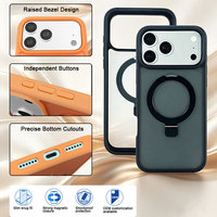 Coque de téléphone antichoc magnétique en TPU et PC avec support métallique rotatif à 360 degrés et chargement sans fil pour iPhone 18 17 16 15 14 Pro Max