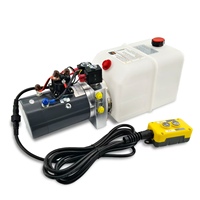 Nouvelle unité de puissance hydraulique électrique 12/24V en acier inoxydable personnalisée, pompe 1100W avec télécommande filaire intégrée et réservoir en plastique LIPLER