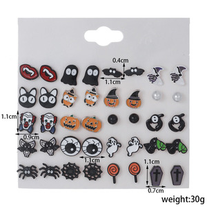 Halloween Cartoon Stud <b>Earrings</b> Set With Pumpkin Ghost Spider Charm For Women Party Jewelry Stainless Steel Ear <b>Posts</b> - Product Image 4