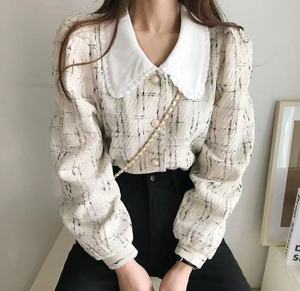 秋の新作ファッションシンプルシャツ薄手デザインレトロ優しい雰囲気レディースシャツ - Product Image 1