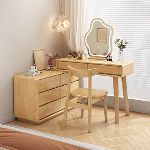 Table de toilette moderne en bois avec miroir et armoire de rangement pour salon et chambre à coucher - Product Image 5
