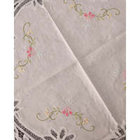 Nappe ronde en lin brodée colorée, dentelle Renaissance, décoration de Noël pour salons et hôtels, en stock