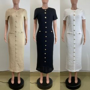 Y6048 Ultimo Modello di Abito Lungo Estivo Elegante con Maniche Corte, Monopetto, Sexy, Aderente, Collo Tondo per Feste - Product Image 2