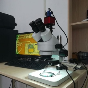 Microscopio estéreo trinocular 7X-45X con lente 0.7X-4.5x para inspección industrial con cámara y anillo de luz LED - Product Image 2