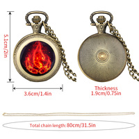 Reloj de Cadena Antiguo, Reloj de Bolsillo con Colgante de Metal Bronce, Collar con Reloj de Bolsillo con Patrón de Curvado de Fuego