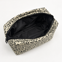 Sac cosmétique en toile de haute qualité beige et noir à imprimé léopard, pochette de rangement portable pour le maquillage, pour les femmes, utilisation quotidienne et en voyage