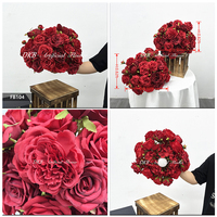Meilleures ventes DKB, arrangements de roses en soie artificielles réalistes de 80 cm, rouge, rose, blanc, fleurs artificielles en boule, décorations de Noël