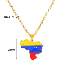 Collier avec pendentif goutte d'huile en acier titane, motif territoire du Venezuela, bijoux créatifs et tendance pour hommes et femmes