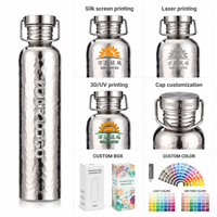 Bouteille d'eau en titane pur légère personnalisée de 16, 20, 24 oz à paroi simple, portable, anti-fuite, avec couvercle et poignée pour les sports de plein air