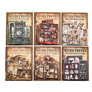 Lot de 10 feuilles <span class=keywords><strong>d</strong></span>'autocollants rigides, série de photos rétro vintage, thème de placard vintage vieilli - Product Image 5