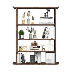<b>Solid</b> <b>Wood</b> Wall Mount Bookshelf 4 Tier Backless Space Saving <b>Bookcase</b> For Home Office Decor - Product Image 5