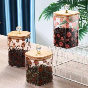 Nhà Máy Tùy Chỉnh Bán Buôn Thủy Tinh Thực Phẩm Lưu Trữ Container Lưu Trữ Nhà Bếp Vuông Lọ Thủy Tinh Với Nắp - Product Image 5