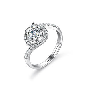 批发定制925纯银珠宝设计18k Mossanite承诺可调节钻石订婚戒指 - Product Image 1