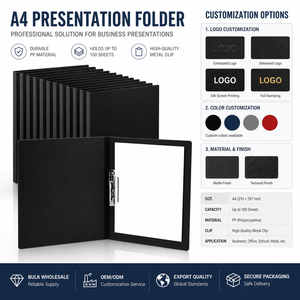 Classeur à anneaux A4 sans perforation avec pochette, clip métallique flexible et couverture en polypropylène pour le <span class=keywords><strong>travail</strong></span> et l'école - Product Image 2
