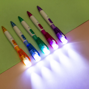 Creative Cute Novelty LED <b>Light</b>-<b>Up</b> Flashlight Blue Ballpoint Pen Multifunctional Ballpoint Pen Student Stationery - Product Image 3