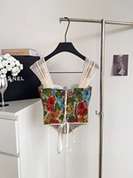 Haut Corset Style Royal à Imprimé Floral, Sexy, Dos Ouvert, Bandage Croisé, Bustier, Camisole à Baleines pour Soirées, Rendez-vous Galants, Clubs et Fêtes