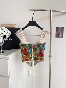<span class=keywords><strong>Top</strong></span> Corsetto Stile Reale con Stampa Floreale, <span class=keywords><strong>Sexy</strong></span> con Schiena Aperta e Fascia Incrociata, Bustier per Serate, Appuntamenti, Club e Feste, Canotta con Stecche - Product Image 2