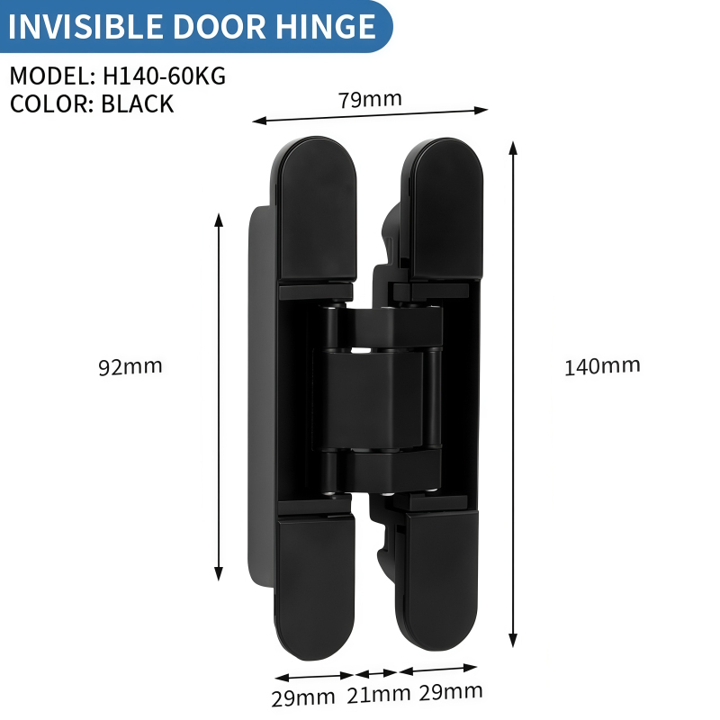 Charnière de porte invisible-60KG Noir