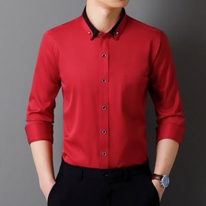 Men's Long Sleeve Button Up Shirt Contrast Collar Pocket Formal Business Casual <b>Office</b> Wear - Product Image 1
