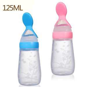 Bouteille cuillère à multi-usage en Silicone, ustensile pour bébé riz céréales 125ML 5oz à presser, pour les complément d'alimentation de bébé - Product Image 1