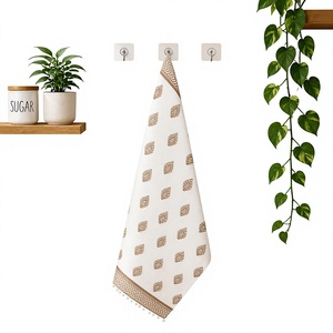 Linen Tea Towel Printed Kitchen Towel Absorbent Quick Dry Rectangular Dish Drying Towel for Home - Product Image 1