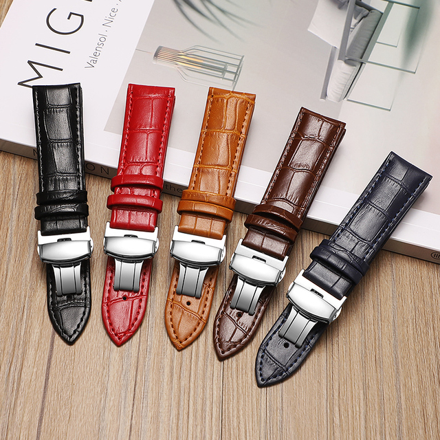 Factory Direct Sale Genuine Leather Charm Strap 22mm with Butterfly Clasp for Watch for and for Watches