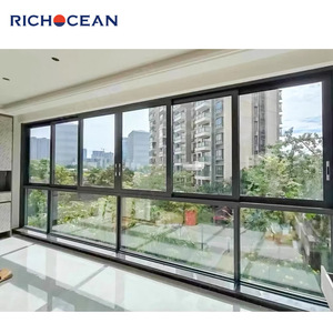 RichOcean Ban Công Mỏng Nhôm Đôi Kính Cửa Sổ Trượt Với Cống Lỗ Nhiệt Phá Sùng Trượt Nhà Cửa Sổ - Product Image 2