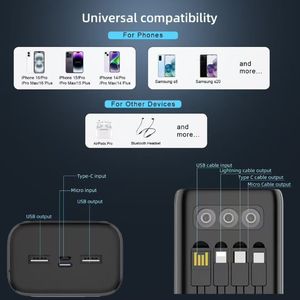 พาวเวอร์แบงค์แบบพกพา10000มิลลิแอมป์ต่อชั่วโมงสาย USB C ประเภท C 20000พาวเวอร์แบงค์ใช้ได้กับ <span class=keywords><strong>iPhone</strong></span> 16/15/14 <span class=keywords><strong>13</strong></span> <span class=keywords><strong>PRO</strong></span> MAX - Product Image 3